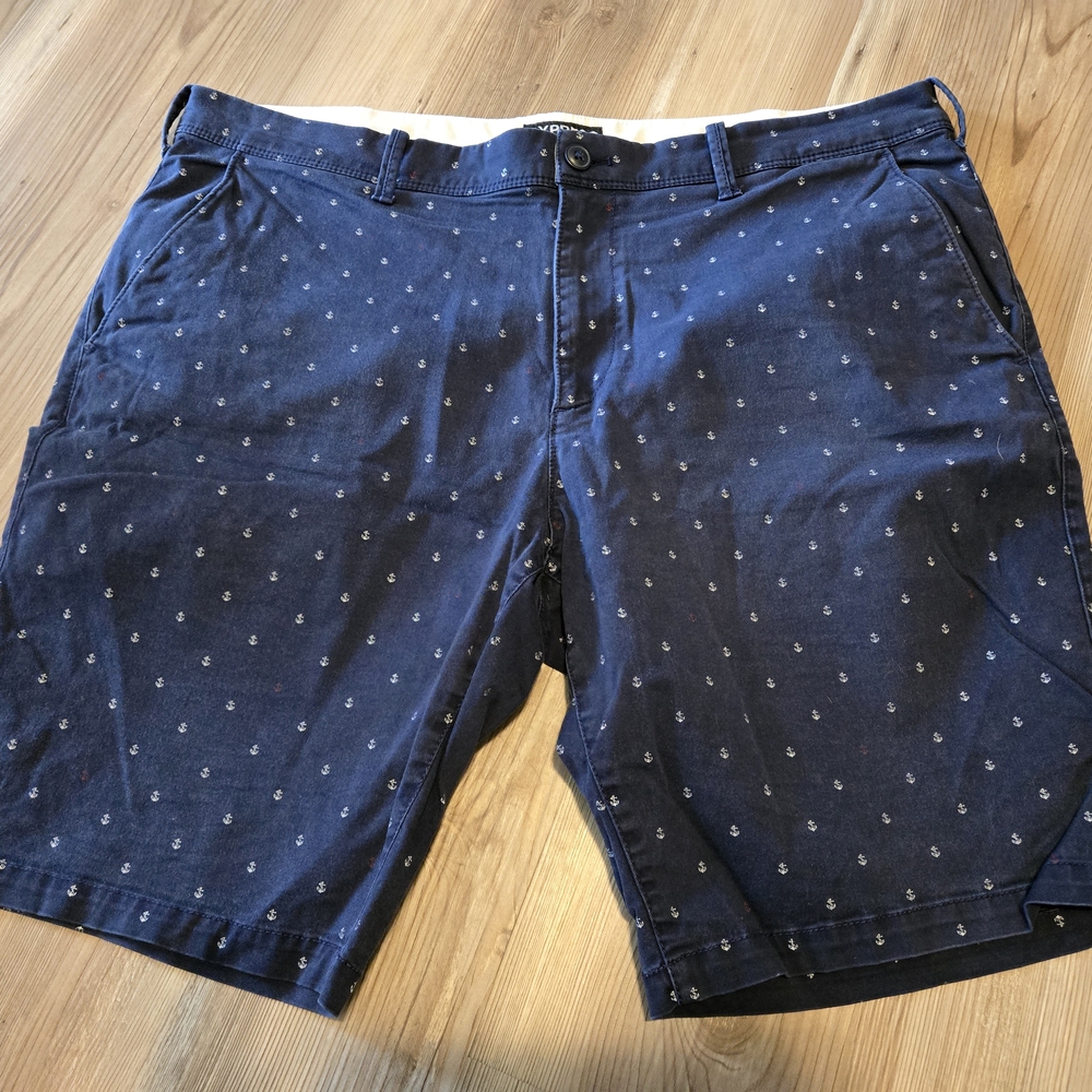 Navy Blue Patterned Shorts